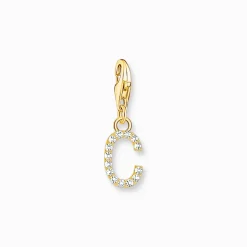 Thomas Sabo Charm-hängsmycke bokstaven C med vita stenar guldpläterad