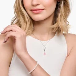 Thomas Sabo Charm-hängsmycke rosa droppe silver