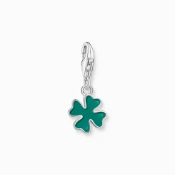 Thomas Sabo Charm-hängsmycke grönt klöverblad silver