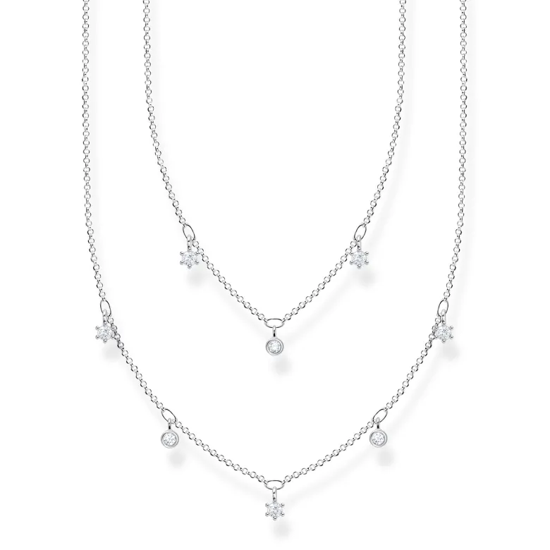 Thomas Sabo Halsband dubbelt silver med vita stenar – KE2072-051-14 (MEGA KAMPANJ)