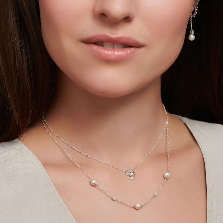 Thomas Sabo Halsband pärlor med vita stenar silver – KE2120-167-14