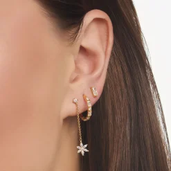 Thomas Sabo Individuellt Stiftörhängen Baguette Vit Sten Guld – H2185-414-14