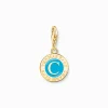 Thomas Sabo Ledamot Charm turkos Charmista Coin guldpläterad