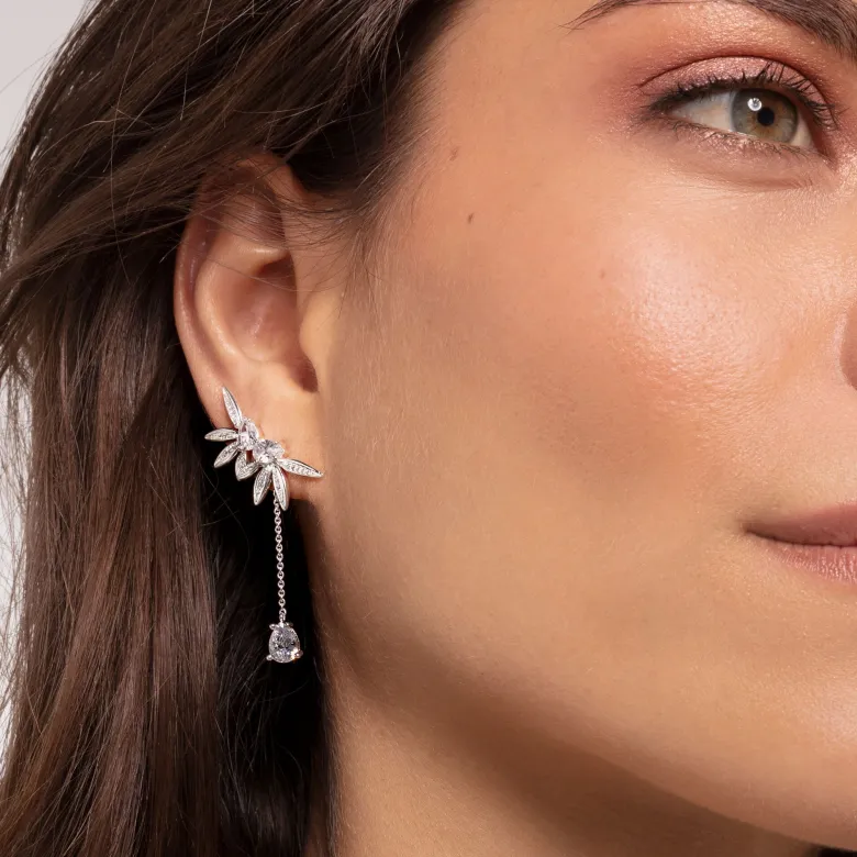 Thomas Sabo Örhängen Blad Och Kedje Stora Silver – H2105-051-14