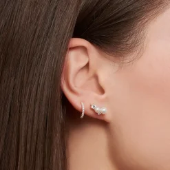 Thomas Sabo Örhängen öronklättrare pärlor med vita stenar silver – H2211-167-14