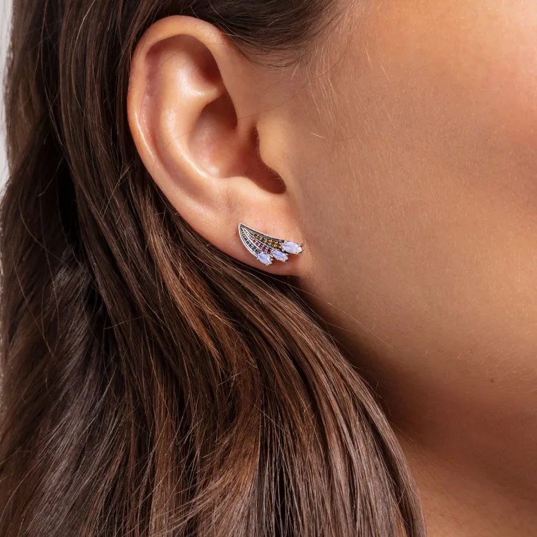 Thomas Sabo Stiftörhängen Färggrann Kolibri, Vingar Silver – H2101-348-7