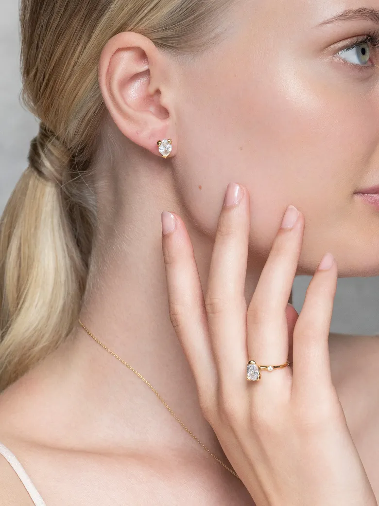 YLVA LI Embla Stud Örhängen Crystal – Guld