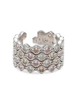 YLVA LI Halo Pink Champagne Ring Silver 3033