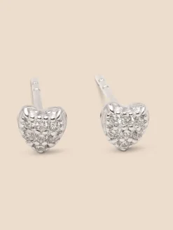 YLVA LI Pave Heart Diamond Örhängen – Silver 8652