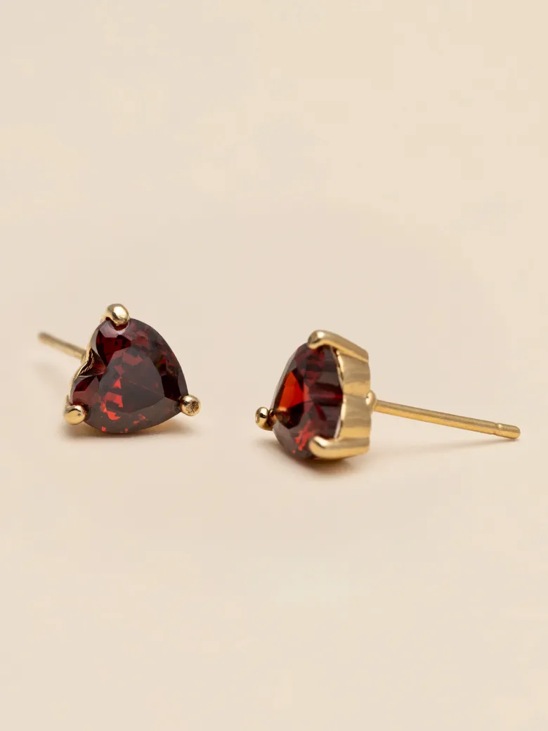 YLVA LI Venus stud Garnet – Guld